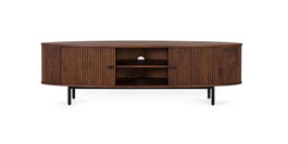 GINER Y COLOMER Mueble TV de 2 puertas en madera de acacia y metal, Cerezo